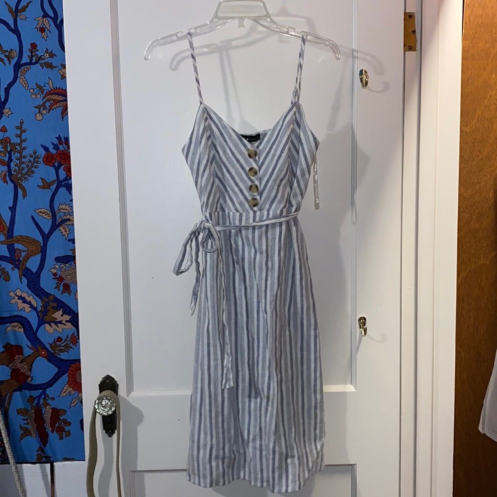 Pale blue stripe summer dress
